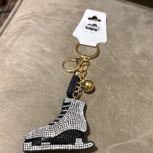Elegant Gold and Silver Ice Skate Keychain